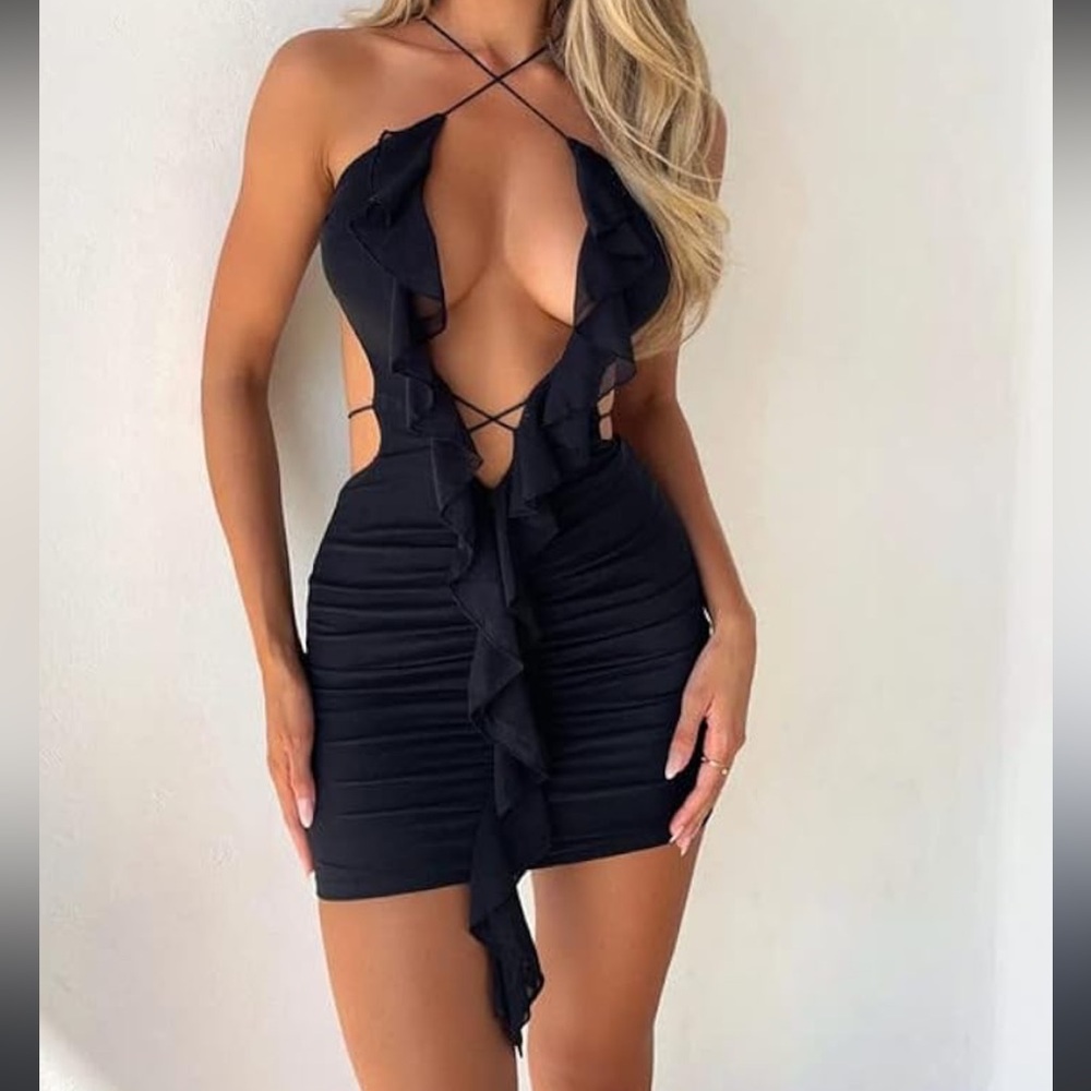black mini dress